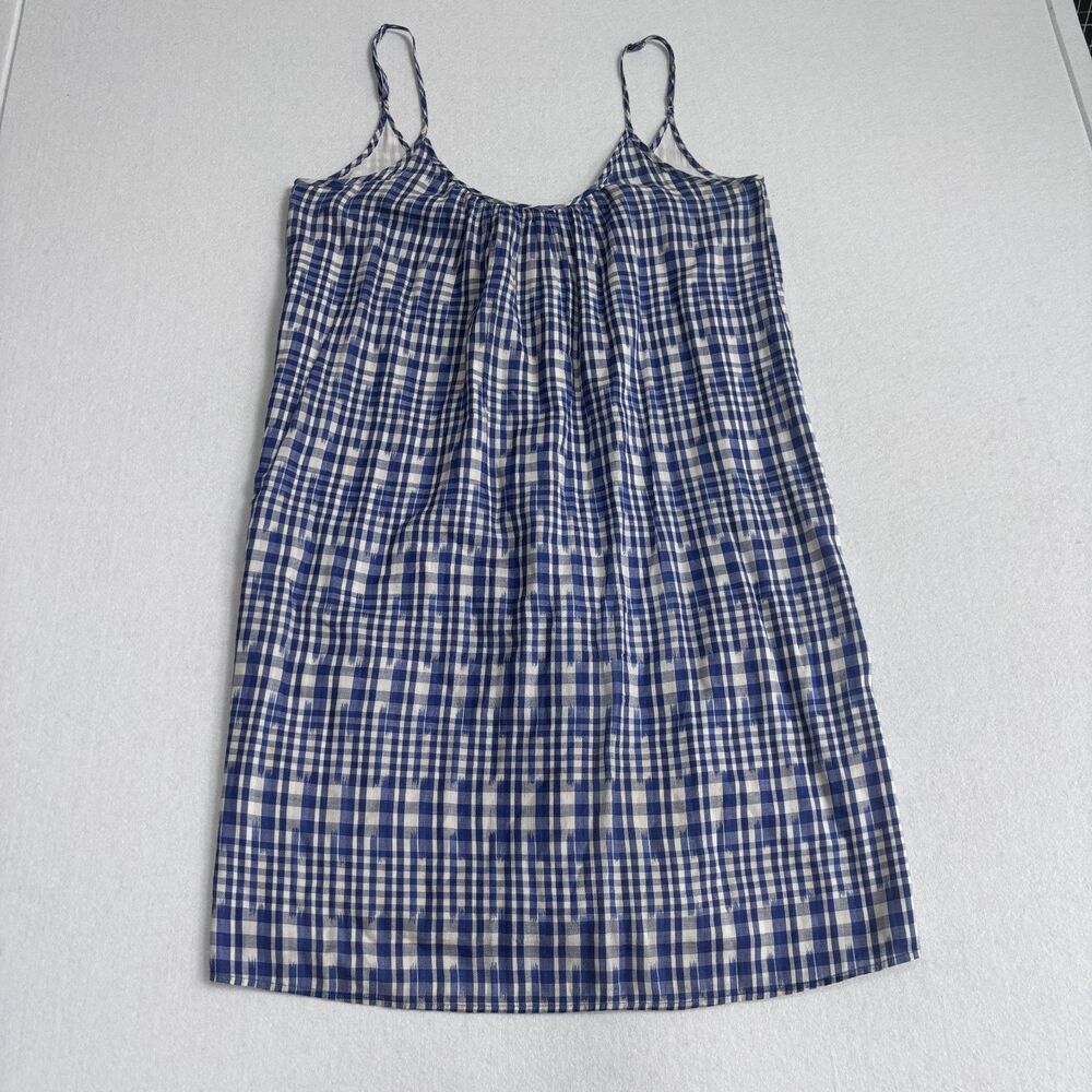 J. Crew Gingham Dress Women's M Blue White 100% Cotton Knee Length
